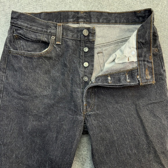 Vintage Levi's 501 Men's Jeans 31x25 Black Denim Button Fly USA Made 1958 - Picture 1 of 10